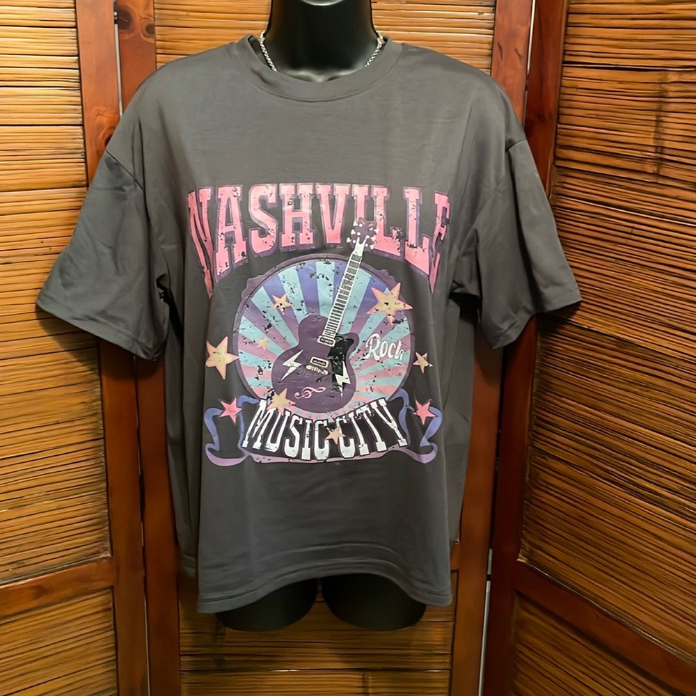SHEIN Graphic Tee Shirt Womens Medium Nashville Music City